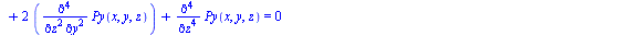`assign`(ecuacion2, `+`(diff(Py(x, y, z), `$`(x, 4)), `*`(2, `*`(diff(Py(x, y, z), `$`(x, 2), `$`(y, 2)))), `*`(2, `*`(diff(Py(x, y, z), `$`(x, 2), `$`(z, 2)))), diff(Py(x, y, z), `$`(y, 4)), `*`(2, `...