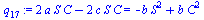`+`(`*`(2, `*`(a, `*`(S, `*`(C)))), `-`(`*`(2, `*`(c, `*`(S, `*`(C)))))) = `+`(`-`(`*`(b, `*`(`^`(S, 2)))), `*`(b, `*`(`^`(C, 2))))