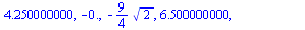 [2.250000000, -2., 2.750000000, `+`(`-`(`*`(`/`(9, 4), `*`(`^`(2, `/`(1, 2)))))), 4.250000000, -0., `+`(`-`(`*`(`/`(9, 4), `*`(`^`(2, `/`(1, 2)))))), 6.500000000, `+`(`-`(`*`(`/`(9, 4), `*`(`^`(2, `/`...