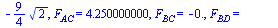 [A[y] = 2.250000000, A[x] = -2., J[y] = 2.750000000, F[AB] = `+`(`-`(`*`(`/`(9, 4), `*`(`^`(2, `/`(1, 2)))))), F[AC] = 4.250000000, F[BC] = -0., F[BD] = `+`(`-`(`*`(`/`(9, 4), `*`(`^`(2, `/`(1, 2)))))...