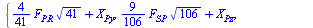 {`+`(`*`(`/`(4, 41), `*`(F[PR], `*`(`^`(41, `/`(1, 2))))), X[Py]), `+`(`*`(`/`(9, 106), `*`(F[SP], `*`(`^`(106, `/`(1, 2))))), X[Pz]), `+`(`-`(`*`(`/`(5, 41), `*`(F[PR], `*`(`^`(41, `/`(1, 2)))))), `-...