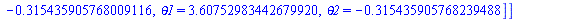 [5.53404460051471947, [w1 = .285150771417812088, w2 = 20.1862663548799937, w3 = -15.4984159921287042, w4 = .99999999999877954, w5 = .99999999998761336, theta0 = -.315435905768009116, theta1 = 3.607529...