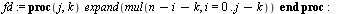`assign`(makeTab_ss, proc (N) [seq([`/`(`*`(factorial(N), `*`(mul(k[i], i = y))), `*`(mul(`*`(`^`(factorial(x), numboccur(y, x)), `*`(factorial(numboccur(y, x)))), x = {op(y)}))), mul(S[i], i = y)], y...