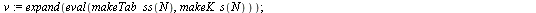 `assign`(makeTab_ss, proc (N) [seq([`/`(`*`(factorial(N), `*`(mul(k[i], i = y))), `*`(mul(`*`(`^`(factorial(x), numboccur(y, x)), `*`(factorial(numboccur(y, x)))), x = {op(y)}))), mul(S[i], i = y)], y...