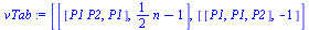 [[[`*`(P1, `*`(P2)), P1], `+`(`*`(`/`(1, 2), `*`(n)), `-`(1))], [[P1, P1, P2], -1]]