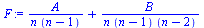 `+`(`/`(`*`(A), `*`(n, `*`(`+`(n, `-`(1))))), `/`(`*`(B), `*`(n, `*`(`+`(n, `-`(1)), `*`(`+`(n, `-`(2)))))))