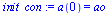 Typesetting:-mprintslash([`assign`(init_con, a(0) = ao)], [a(0) = ao])