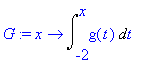 G := proc (x) options operator, arrow; Int(g(t),t =...