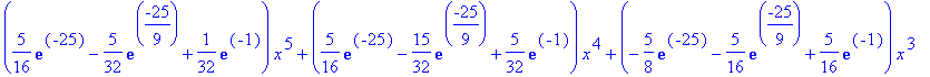 (5/16*exp(-25)-5/32*exp(-25/9)+1/32*exp(-1))*x^5+(5...
