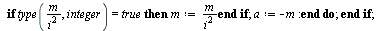 `assign`(Car, proc (d, x) local m, i, a, Car; if `<`(0, d) then for i to d do if type(`/`(`*`(d), `*`(`^`(i, 2))), integer) = true then `assign`(a, `/`(`*`(d), `*`(`^`(i, 2)))) end if end do end if; i...
