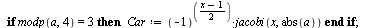 `assign`(Car, proc (d, x) local m, i, a, Car; if `<`(0, d) then for i to d do if type(`/`(`*`(d), `*`(`^`(i, 2))), integer) = true then `assign`(a, `/`(`*`(d), `*`(`^`(i, 2)))) end if end do end if; i...