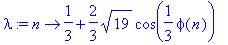 lambda := proc (n) options operator, arrow; 1/3+2/3...