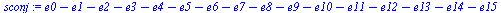 `+`(e0, `-`(e1), `-`(e2), `-`(e3), `-`(e4), `-`(e5), `-`(e6), `-`(e7), `-`(e8), `-`(e9), `-`(e10), `-`(e11), `-`(e12), `-`(e13), `-`(e14), `-`(e15))