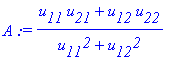 A := (u[11]*u[21]+u[12]*u[22])/(u[11]^2+u[12]^2)