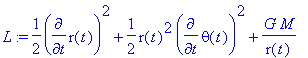 L := 1/2*diff(r(t),t)^2+1/2*r(t)^2*diff(theta(t),t)...