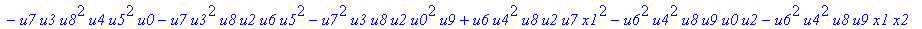 con := (-u7^2*u3*u1*u2*u0^2*u5+u7*x1*u1*u4^2*u2*u8^2+u4*u0^2*u8*u5*u2^2*u3+u4^2*u0*u8*u5*u1^2*x2+u9^2*x1*u3*u2*u6^2*u5-u2^2*u0*u6^2*x2*u9*x1-u2*u0*u6*u9^2*u7*u3^2-u2^2*u8*u6*x2*u9*x1^2+u9*x1*u3^2*u2^2*...