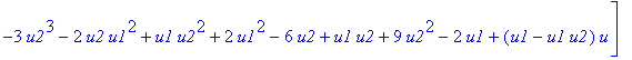 [-1/2*(u1^2-4+u2^2)*u1/(-u2+u1+2)*u+1/2*(u1^4+2*u1^3-3*u2^4+4*u2*u1^3-2*u2^2*u1^2+6*u2*u1^2-4*u1^2-8*u1-16*u1*u2+2*u1*u2^2-24*u2+4*u1*u2^3+6*u2^3+12*u2^2)/(-u2+u1+2), 0, -1/2*(u1^2-4*u2+u2^2)*u1/(u1-u2...