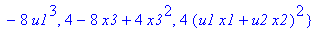 polys := {2*u1*x5-u1^2+2*u2*x6-u2^2, u2^2+u1^2-2*u1*x3-2*u2*x4+2*x3-1, 1-2*x1, 4*x5^2-8*u1*x5-8*u1*u2^2+4*u1^2+8*u2*u1*x6-8*u2*x6*u1^2-8*x5*u2*x6+8*u2^2*x5+4*u1^4+4*u2^4+4*u2^2*x6^2+8*u1*x5*u2*x6+16*u1...