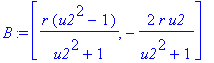 B := [r*(u2^2-1)/(u2^2+1), -2*r*u2/(u2^2+1)]