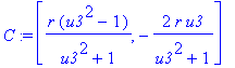 C := [r*(u3^2-1)/(u3^2+1), -2*r*u3/(u3^2+1)]