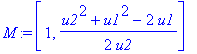 M := [1, 1/2*(u2^2+u1^2-2*u1)/u2]