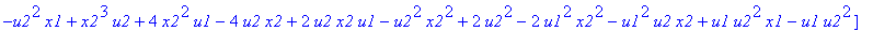 gb := [u2*x2^4+4*x2^3*u1-2*x2^3*u2^2-2*x2^3*u1^2-4*u2*x2^2-2*u1*x2^2*u2+u2*x2^2*u1^2-u2^3+4*u2^2*x2+u2^3*x2^2, -u2^2*x1+x2^3*u2+4*x2^2*u1-4*u2*x2+2*u2*x2*u1-u2^2*x2^2+2*u2^2-2*u1^2*x2^2-u1^2*u2*x2+u1*u...