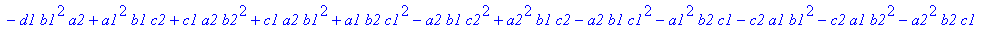 w := a1*b2*c2^2-c1*a2*d2^2-c1*a2*d1^2-b1*c2*d2^2-b1*c2*d1^2+a2*b1*d2^2+a2*b1*d1^2-d1*c2*a1^2-d1*c2*a2^2+d1*b2^2*c2-d1*b2^2*a2+d1*c1^2*a2+d1*c2^2*a2+d1*b2*a1^2-d1*b2*c1^2-d1*b2*c2^2+d1*b2*a2^2-a1*b2*d2^...