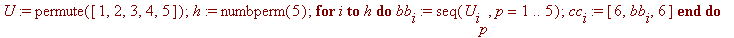 U := permute([1, 2, 3, 4, 5]); h := numbperm(5); fo...