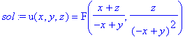 sol := u(x,y,z) = F((x+z)/(-x+y),z/(-x+y)^2)