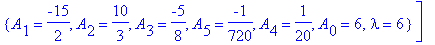 cf := [{A[3] = 0, lambda = 0, A[4] = 0, A[0] = 0, A[5] = 0, A[1] = 0, A[2] = 0}, {lambda = 1, A[3] = 0, A[4] = 0, A[0] = 1, A[5] = 0, A[1] = 0, A[2] = 0}, {lambda = 2, A[3] = 0, A[4] = 0, A[0] = 2, A[5...