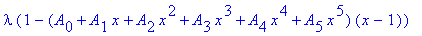 2*x*diff(1-(A[0]+A[1]*x+A[2]*x^2+A[3]*x^3+A[4]*x^4+A[5]*x^5)*(x-1),x)-(1-x^2)*diff(1-(A[0]+A[1]*x+A[2]*x^2+A[3]*x^3+A[4]*x^4+A[5]*x^5)*(x-1),`$`(x,2)) = lambda*(1-(A[0]+A[1]*x+A[2]*x^2+A[3]*x^3+A[4]*x^...
