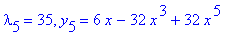 lambda[5] = 35, y[5] = 6*x-32*x^3+32*x^5
