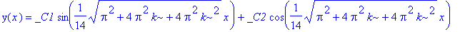 y(x) = _C1*sin(1/14*sqrt(Pi^2+4*Pi^2*k+4*Pi^2*k^2)*x)+_C2*cos(1/14*sqrt(Pi^2+4*Pi^2*k+4*Pi^2*k^2)*x)
