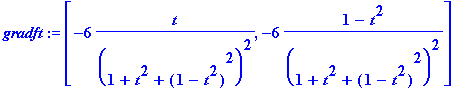 gradft := [-6/(1+t^2+(1-t^2)^2)^2*t, -6/(1+t^2+(1-t...