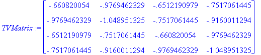TVMatrix := matrix([[-.660820054, -.9769462329, -.6...