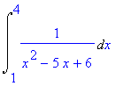 Int(1/(x^2-5*x+6),x = 1 .. 4)
