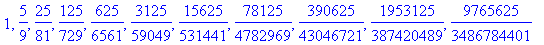 1, 5/9, 25/81, 125/729, 625/6561, 3125/59049, 15625...