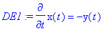 DE1 := diff(x(t),t) = -y(t)