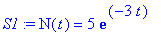 S1 := N(t) = 5*exp(-3*t)