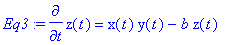 Eq3 := diff(z(t),t) = x(t)*y(t)-b*z(t)