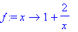 f := proc (x) options operator, arrow; 1+2/x end pr...