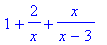 1+2/x+x/(x-3)