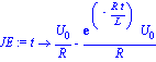 JE := proc (t) options operator, arrow; U[0]/R-exp(-R*t/L)*U[0]/R end proc