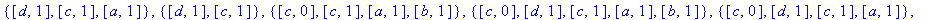 TXY := {{[a, 0], [a, 1], [b, 0], [b, 1]}, {[a, 0], ...