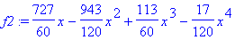 f2 := 727/60*x-943/120*x^2+113/60*x^3-17/120*x^4