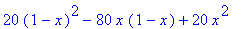 20*(1-x)^2-80*x*(1-x)+20*x^2