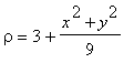 rho = 3+(x^2+y^2)/9