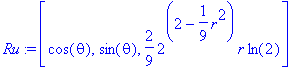 Ru := [cos(theta), sin(theta), 2/9*2^(2-1/9*r^2)*r*...