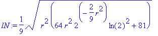 lN := 1/9*sqrt(r^2*(64*r^2*2^(-2/9*r^2)*ln(2)^2+81)...