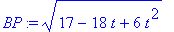 BP := sqrt(17-18*t+6*t^2)
